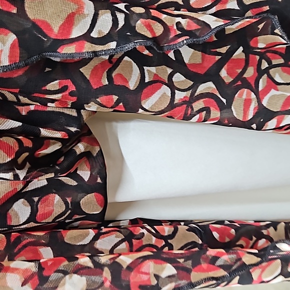 Studio Y, Sz Med, Halter, Dress,  Abstract, Red, Brown, Tan, Ruche, Hi/Lo Hem - Picture 9 of 16